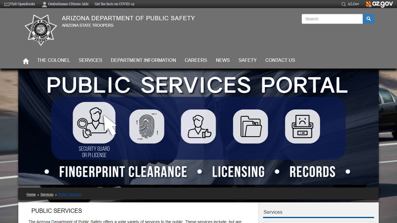 Public Services | Arizona Department of Public Safety